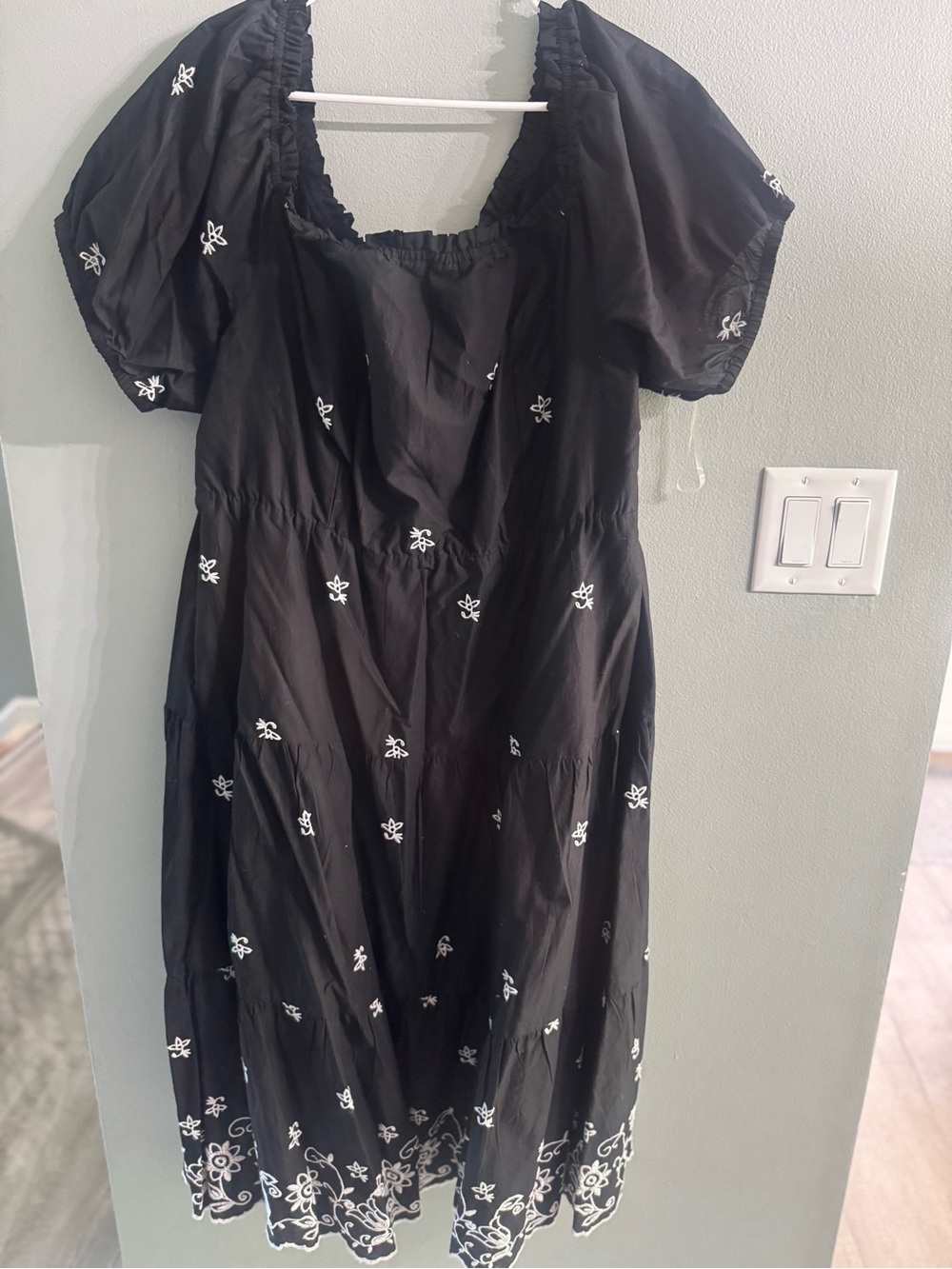 Lane Bryant Black Midi Dress with White Embroidered Detail